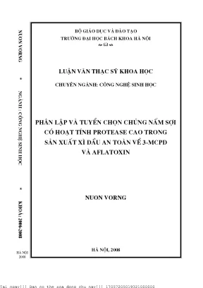 Phân lập và tuyển họn chủng nấm sợi có hoạt tính protease cao trong sản xuất xì dầu an toàn về 3 mcpd và aflatoxin