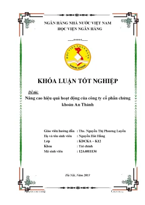 Nâng cao hiệu quả hoạt động của công ty cổ phần chứng khoán an thành