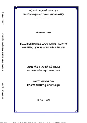 Hoạh định chiến lược maketing cho ngành du lịch hạ long đến năm 2020