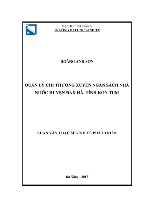 Quản lý chi thường xuyên ngân sách nhà nước huyện đắk hà tỉnh kon tum