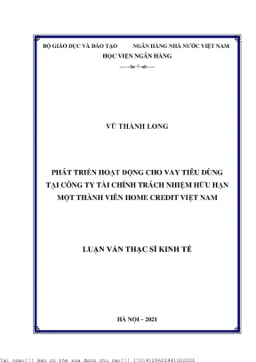 Phát triển hoạt động cho vay tiêu dùng tại công ty tài chính tnhh mtv home credit việt nam
