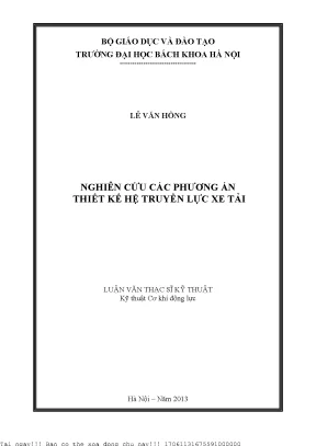 Nghiên ứu á phương án thiết kế hệ truyền lự xe tải