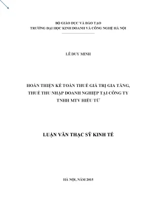 Hoàn thiện kế toán thuế giá trị gia tăng thuế thu nhập doanh nghiệp tại công ty tnhh mtv hiếu từ