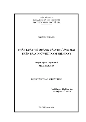 Pháp luật về quảng cáo thương mại trên báo in ở việt nam hiện nay