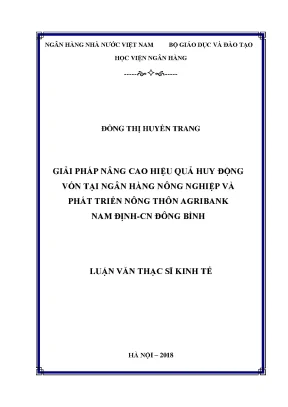 Giải pháp nâng cao hiệu quả huy động vốn tại ngân hàng nông nghiệp và phát triển nông thôn agribank nam định cn đông bình