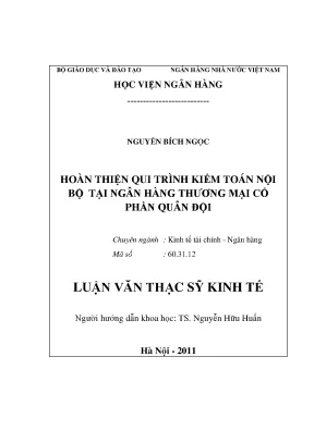 Hoàn thiện qui trình kiểm toán nội bộ tại ngân hàng thương mại cổ phần quân đội