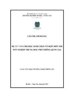 Luận văn thạc sĩ hệ tư vấn cho học sinh chọn tổ hợp môn thi tốt nghiệp trung học phổ thông quốc gia