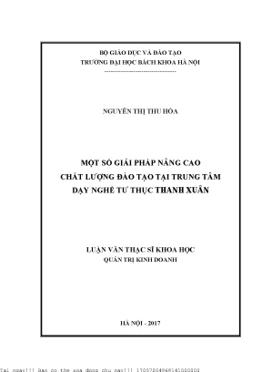 Một số giải pháp nâng ao chất lượng đào tạo tại trung tâm dạy nghề tư thục thanh xuân