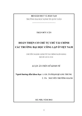 Hoàn thiện cơ chế tự chủ tài chính các trường đại học công lập ở việt nam