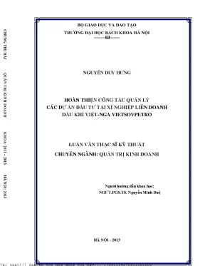 Hoàn thiện ông tác quản lý các dự án đầu tư tại xí nghiệp liên doanh dầu khí việt nga vietsopetro