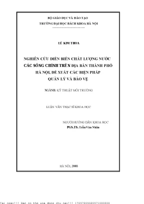 Nghiên ứu diễn biến chất lượng nước các sông chính trên địa bàn thành phố hà nội đề xuất các biện pháp quản lý và bảo vệ