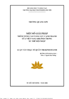 Một số giải pháp nhằm nâng ao năng lự ạnh tranh ủa việt nam airlines trong xu thế hội nhập