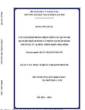 Cá giải pháp hoàn thiện công tác quản trị quan hệ khách hàng cá nhân tại ngân hàng đầu tư và phát triển bidv hòa bình