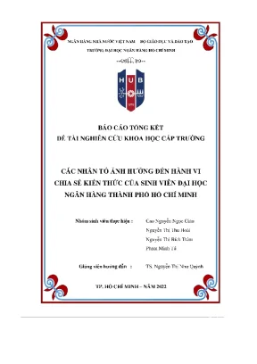 Các nhân tố ảnh hưởng đến hành vi chia sẻ kiến thức của sinh viên đại học ngân hàng thành phố hồ chí minh