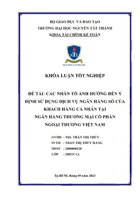 Các nhân tố ảnh hưởng đến ý định sử dụng dịch vụ ngân hàng số của khách hàng cá nhân tại ngân hàng thương mại cổ phần ngoại thương việt nam