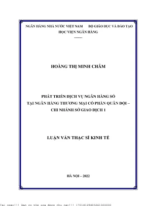 Phát triển dịch vụ ngân hàng số tại ngân hàng thương mại cổ phần quân đội chi nhánh sở giao dịch 1