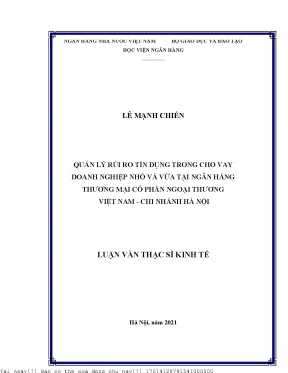 Quản lý rủi ro tín dụng trong cho vay doanh nghiệp nhỏ và vừa tại ngân hàng thương mại cổ phần ngoại thương việt nam chi nhánh hà nội