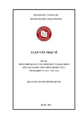 Hoàn thiện quản lý tài chính phục vụ công tác đào tạo tại học viện chính trị khu vực i