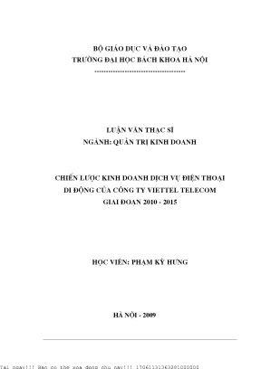 Chiến lượ kinh doanh dịh vụ điện thoại di động ủa công ty viettel teleom giai đoạn 2010 2015