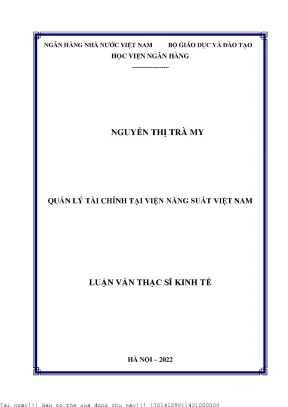 Quản lý tài chính tại viện năng suất việt nam