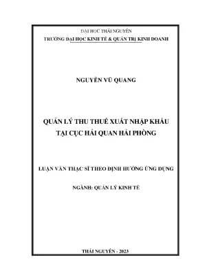 Quản lý thu thuế xuất nhập khẩu tại cục hải quan hải phòng