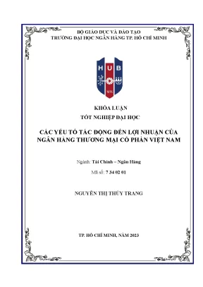 Các yếu tố tác động đến lợi nhuận của ngân hàng thương mại cổ phần việt nam