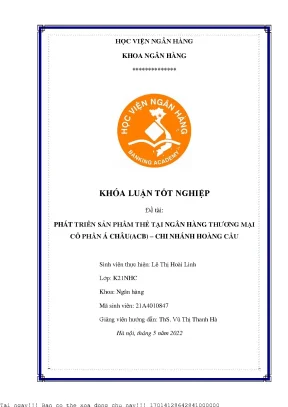 Phát triển sản phẩm thẻ tại ngân hàng thương mại cổ phần á châu acb chi nhánh hoàng cầu