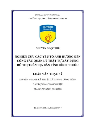 Nghiên cứu các yếu tố ảnh hưởng đến quản lý trật tự xây dựng đô thị trên địa bàn tỉnh bình phước