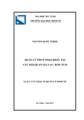 Quản lý thuế nhập khẩu tại cục hải quan gia lai kon tum