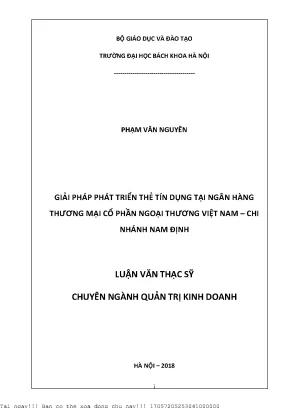 Giải pháp phát triển thẻ tín dụng ngân hàng thương mại ổ phần ngoại thương việt nam hi nhánh nam định