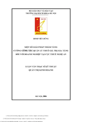 Một số giải pháp nhằm tăng ường ông tá quản lý thuế giá trị gia tăng đối với doanh nghiệp tại cụ thuế nghệ an