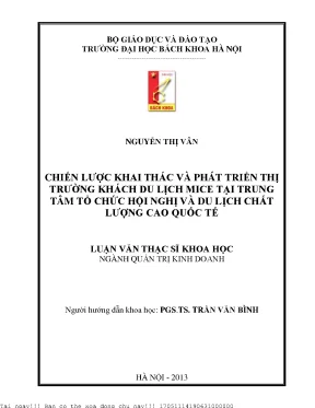 Chiến lượ khai thác và phát triển thị trường khách du lịch mice tại trung tâm tổ chức hội nghị và du lịch chất lượng cao quốc tế