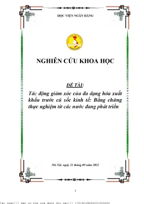 Tác động giảm xóc của đa dạng hóa xuất khẩu trước cú sốc kinh tế bằng chứng thực nghiệm từ các nước đang phát triển