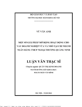 Một số giải pháp mở dộng hoạt động ho vay doanh nghiệp vừa và nhỏ tại chi nhánh ngân hàng tmcp ngoại thương quảng ninh