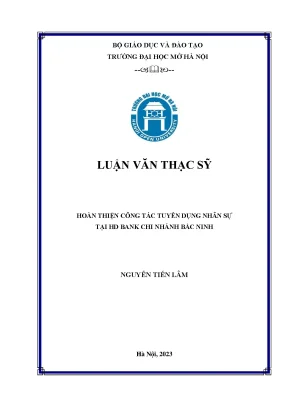 Hoàn thiện công tác tuyển dụng nhân sự tại hd bank chi nhánh bắc ninh