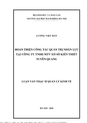 Hoàn thiện ông tác quản trị nhân lực tại công ty tnhh mtv xổ số kiến thiết tuyên quang