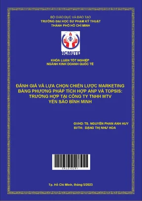 Đánh giá và lựa chọn chiến lược marketing bằng phương pháp tích hợp anp và topsis trường hợp tại công ty tnhh mtv yến sào bình minh