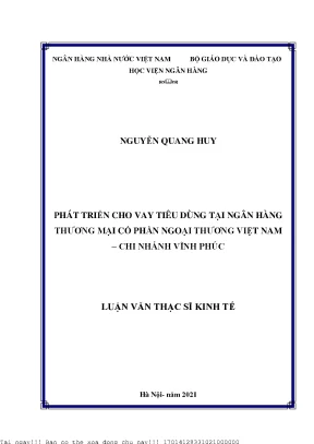 Phát triển cho vay tiêu dùng tại ngân hàng thương mại cổ phần ngoại thương việt nam chi nhánh vĩnh phúc