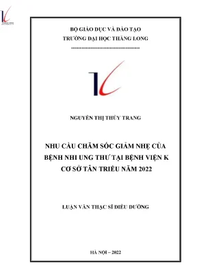 Nhu cầu chăm sóc giảm nhẹ của bệnh nhi ung thư tại bệnh viện k cơ sở tân triều năm 2022