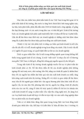 Một số biện pháp nhằm nâng cao hiệu quả sản xuất kinh doanh tại công ty cổ phần giao nhận kho vận ngoại thương hải phòng