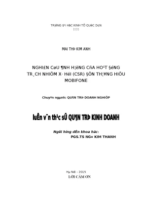 Nghiên cứu ảnh hưởng của hoạt động trách nhiệm xã hội csr đến thương hiệu mobifone