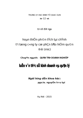 Hoàn thiện phân tích tài chính tại tổng công ty cổ phần bảo hiểm quân đội mic