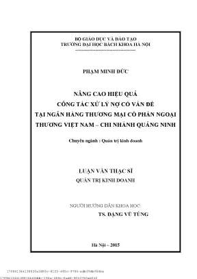 Nâng ao hiểu quả ông tá xử lý nợ ó vấn đề tại ngân hàng tmcp ngoại thương việt nam chi nhánh quảng ninh