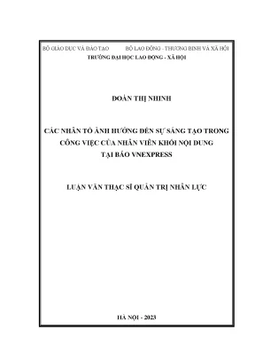 Các nhân tố ảnh hưởng đến sự sáng tạo trong công việc của nhân viên khối nội dung tại báo vnexpress