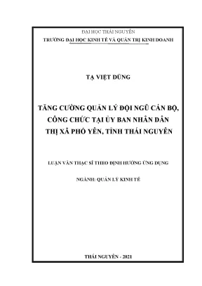 Tăng cường quản lý đội ngũ cán bộ công chức tại ủy ban nhân dân thị xã phổ yên tỉnh thái nguyên