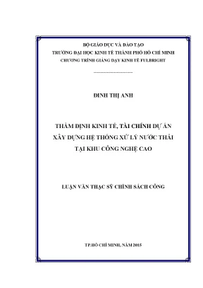 Luận văn thạc sĩ thẩm định kinh tế và tài chính dự án xây dựng hệ thống xử lý nước thải khu công nghệ cao thành phố hồ chí minh