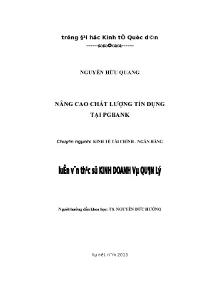 Nâng cao chất lượng tín dụng tại pgbank