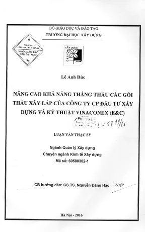 Nâng cao khả năng thẩm thấu các gói thầu xây lắp của công ty cổ phần đầu tư xây dựng và kỹ thuật vinaconex
