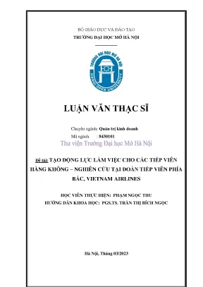 Tạo động lực làm việc cho các tiếp viên hàng không nghiên cứu tại đoàn tiếp viên phía bắc vietnam airlines