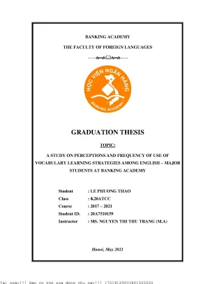 A study on perceptions and frequency of use of vocabulary learning strategies among english major students at banking academy